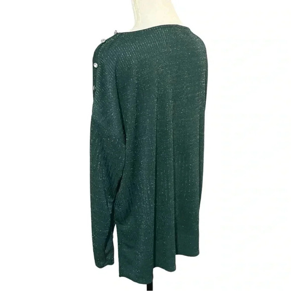Cable & Gauge size L EUC lightweight green sweater with sparkle and buttons - Picture 5 of 11
